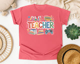 Teacher School Supplies Bright Graphic Tee graphic tee in Watermelon