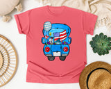 Patriotic Blue Truck graphic tee in Watermelon