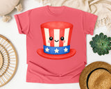 Uncle Sam Top Hat Orange graphic tee in Watermelon
