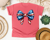 Patriotic Flag Bow Grey graphic tee in Watermelon