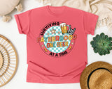 Surviving Fatherhood One Beer At A Time Grey graphic tee in Watermelon