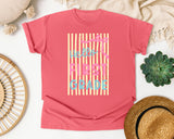 Hello First Grade Stripes graphic tee in Watermelon