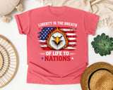 Liberty Is The Breath Of Life To Nations Red graphic tee in Watermelon