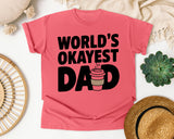 World's Okayest Dad White graphic tee in Watermelon