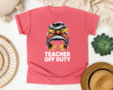 Teacher Off Duty Messy Bun graphic tee in Watermelon