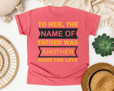 The Name Of Father Was Another Name For Love White 2 graphic tee in Watermelon