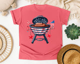 Patriotic BBQ Grill graphic tee in Watermelon