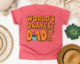 World's Okayest Dad Orange graphic tee in Watermelon