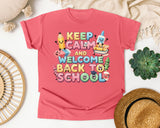 Keep Calm And Welcome Back To School graphic tee in Watermelon