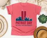 Patriot Day We Will Never Forget Red graphic tee in Watermelon