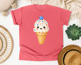 Patriotic Ice Cream Cone Gold graphic tee in Watermelon