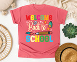 Welcome Back To School Pencils graphic tee in Watermelon
