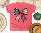 American Flag Bow graphic tee in Watermelon