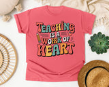 Teaching Is A Work Of Heart Grey graphic tee in Watermelon