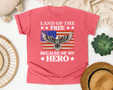 Land Of The Free Because Of My Hero graphic tee in Watermelon