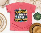 Learning Is My Superpower graphic tee in Watermelon
