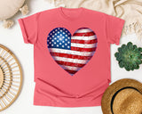 American Flag Heart Red 3 graphic tee in Watermelon