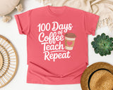 100 Days Of Coffee Teach Repeat graphic tee in Watermelon