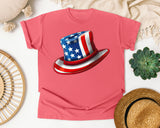 Uncle Sam Top Hat Red graphic tee in Watermelon