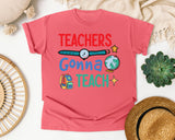 Teachers Gonna Teach Globe graphic tee in Watermelon
