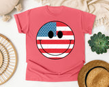 American Flag Smiley Face graphic tee in Watermelon
