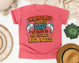 We Hooked The Best Dad graphic tee in Watermelon