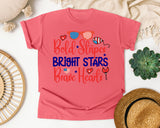 Bold Stripes Bright Stars Brave Hearts graphic tee in Watermelon