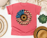 American Flag Sunflower graphic tee in Watermelon