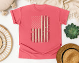 Distressed American Flag graphic tee in Watermelon