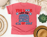 You Look Like The 4th Of July Blue graphic tee in Watermelon