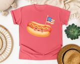 Hot Dog With Flag graphic tee in Watermelon