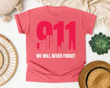 We Will Never Forget White graphic tee in Watermelon