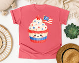 Patriotic Cupcake With Flag graphic tee in Watermelon
