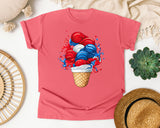 Patriotic Ice Cream Cone Red graphic tee in Watermelon