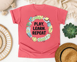 Play Learn Repeat graphic tee in Watermelon