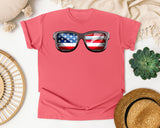 American Flag Sunglasses graphic tee in Watermelon