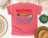Blessed Teacher Pencil graphic tee in Watermelon