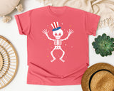 Patriotic Skeleton Hat graphic tee in Watermelon