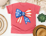 Patriotic Flag Bow Blue graphic tee in Watermelon
