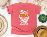 Best Dad Ever Full Time Hero Part Time Sleeper White graphic tee in Watermelon