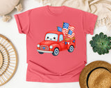 Red Truck With Flags graphic tee in Watermelon