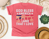 God Bless America Land That I Love Pink graphic tee in Watermelon