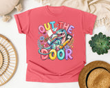 Out The Door Dinosaur graphic tee in Watermelon
