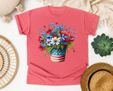 Patriotic Flower Bouquet graphic tee in Watermelon