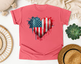 American Flag Heart Red graphic tee in Watermelon