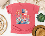 Flag With Flowers graphic tee in Watermelon