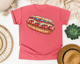 Patriotic Hot Dog graphic tee in Watermelon