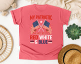 My Patriotic Heart Beats Red White And Blue graphic tee in Watermelon