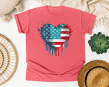 Distressed Flag Heart graphic tee in Watermelon