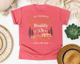 My Favorite Camping Buddy Calls Me Dad graphic tee in Watermelon